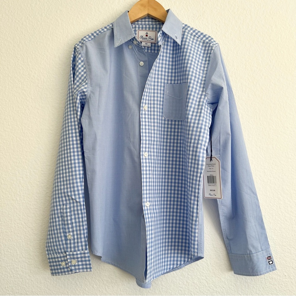 Classic Prep Boys Light Blue Gingham Shirt